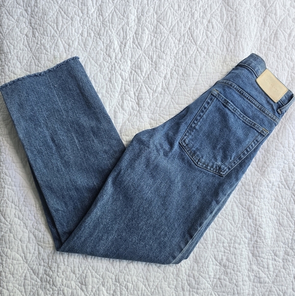 Everlane The Way High Jean Organic Cotton Straight Leg Raw Hem - Distressed 24R - Picture 13 of 16